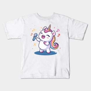 Cute unicorn singing Kids T-Shirt